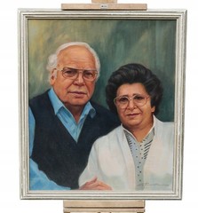 Original Oil Painting on Canvas – Portrait Older Married Couple, Signed, Framed