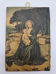 2 Vintage Wood Wall Plaques – Rest on the Flight into Egypt & Las Meninas – OOAK