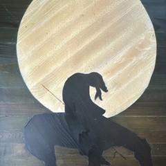 Framed Western Americana Painting Set Cowboy Horse Moon Silhouettes