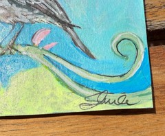 ACEO “Scarlet Robin” Acrylic Painting By Sheila Lofgreen