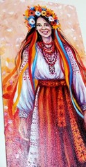 Ukrainian Woman Beauty, Original Women Painting, Ukraine Art Portrait