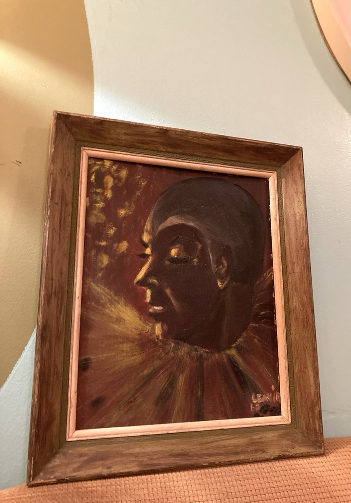 Vintage MCM 1960 Original Painting Portrait Of A Flamboyant Man 18”x15”