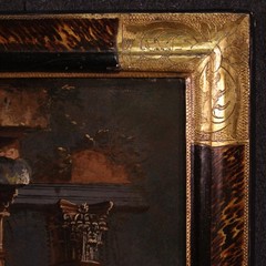 Capriccio landscape with architectures antique oil painting canvas 18th century