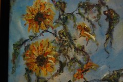 FRAMED SIGNED ORIGINAL OIL GOLDEN SUN FLOWERS A STILL LIFE ARTIST: HECTO VIDAL