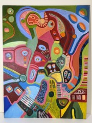 Visionary Expressionist Dream Painting By New York Outsider Artist Louise Abrams
