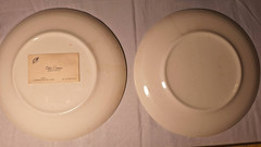 VINTAGE HAND OIL PAINTED ODDIS CLEMONS OUT CERAMIC PLATE SET WALLART/DECOR