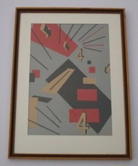 MYSTERY PAINTING POP ART GEOMETRIC CUBISM MODERNISM 4 FOUR COLLAGE EXPRESSIONISM