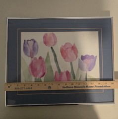 Framed Matted Watercolor Painting/Print Floral Tulips Signed 16×13″