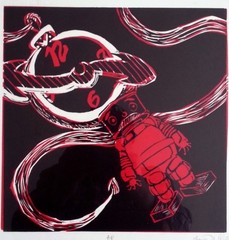 Taylor N. Pristash artist proof woodcut „Robot“ 21×21 inches