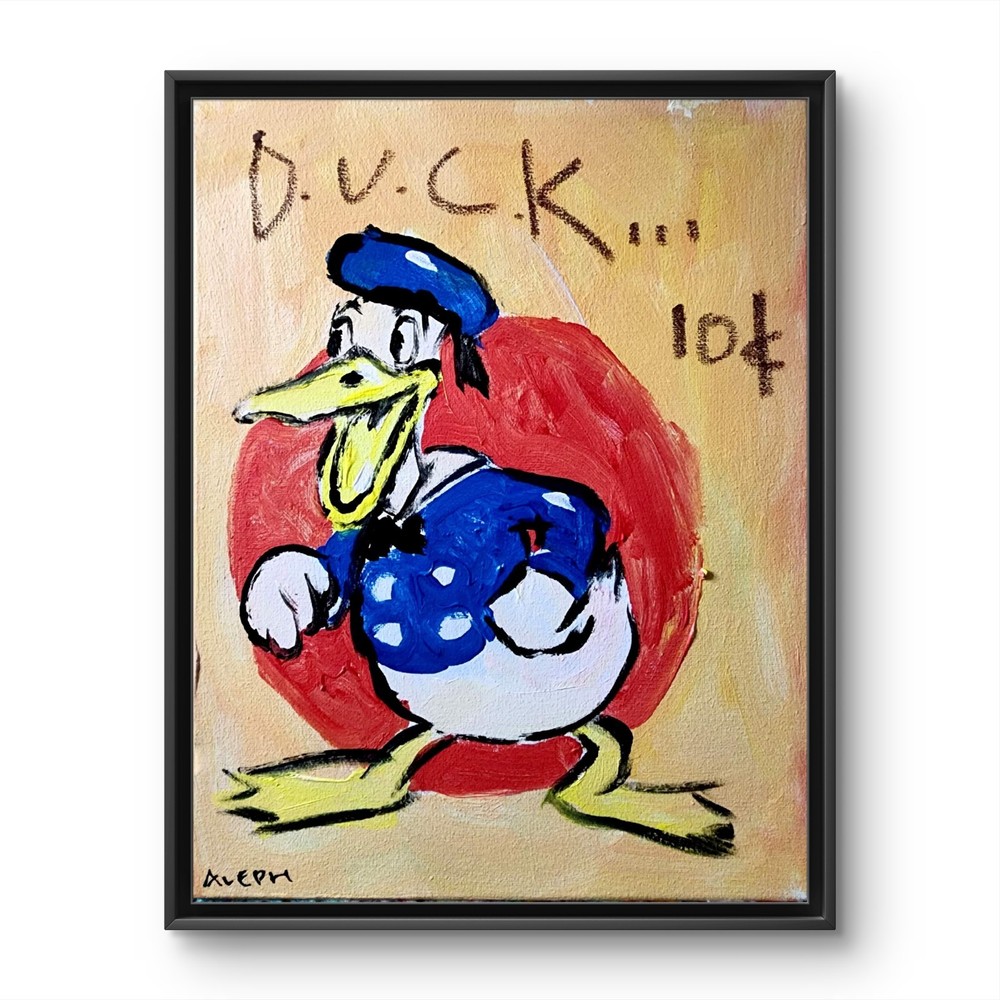 Original Abstract Expressionist Donald Duck Canvas 14×11 Colorful Modern Art