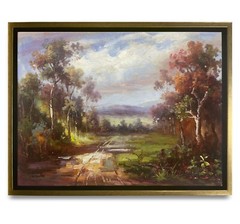 Hungryartist -Original Oil Painting of Autumn Landscape on Canvas 12×16 Framed