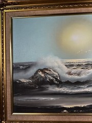 Framed Signed Original Art Senic Beach Scene 25 X 21 Inches