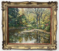 1930’s Impressionist Summer Pool Clarence W. Snyder 1873-1948, listed PA artist