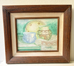 Myung Mario Jung Original Oil Painting Native American Pottery Signed Frame