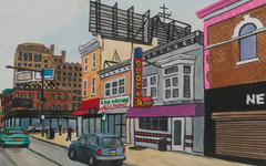 Original Philly Art Painting Gouache on Paper 6×12 inches Broad St Philadelphia