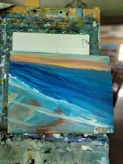 Golden Beach Original Expressionism Acrylic Abstract Canvas Board 11×14