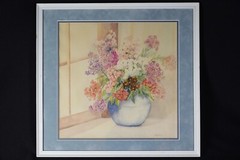 Original Floral Still Life Watercolor Painting Signed E. D. Hines Framed
