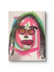 Abstract Face 503 11X 14″ Neo Impressionist Acrylic Painting Paper Loose