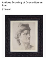 Antique Drawing of Greco-Roman Bust