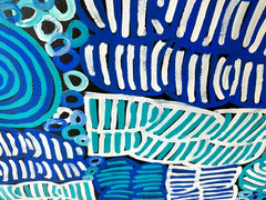 Betty Mbitjana, Large 2010 Australian Aboriginal Painting, „Awelye“, COA NICE!