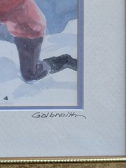 Gloria Galbraith Original Watercolor Painting „Snowman“ Signed Winter Scene…