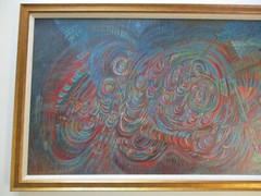 LARGE SURREALIST PAINTING ABSTRACT MODERNISM EXPRESSIONISM SIGNED WORTHEY CUBISM