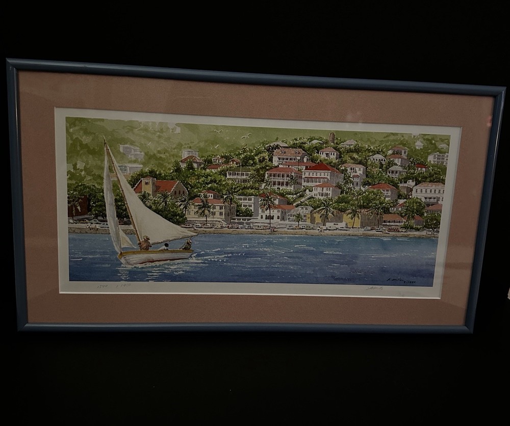 Anne Miller Watercolor Signed Print Virgin Island 1993 Limited Edition Caribbean