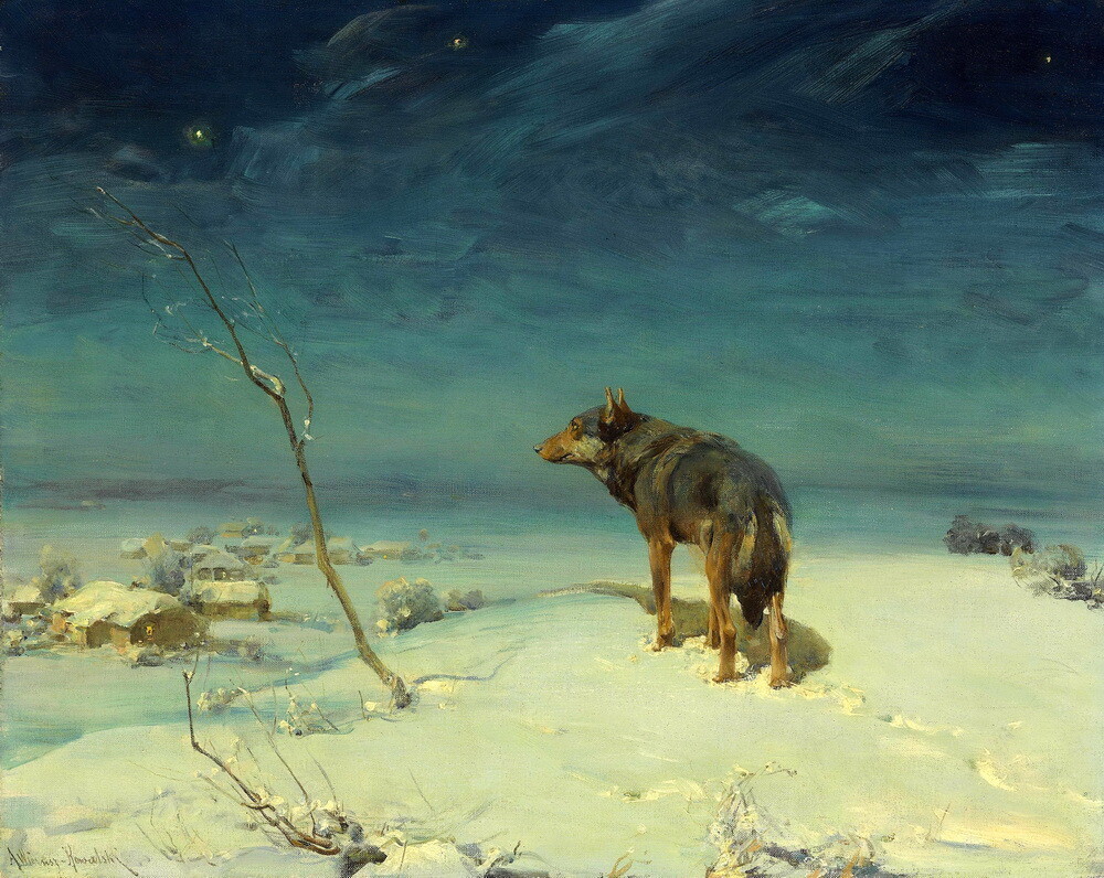Home Deco Lonely wolf Oil painting Wall Picture Art printed on canvas L1443