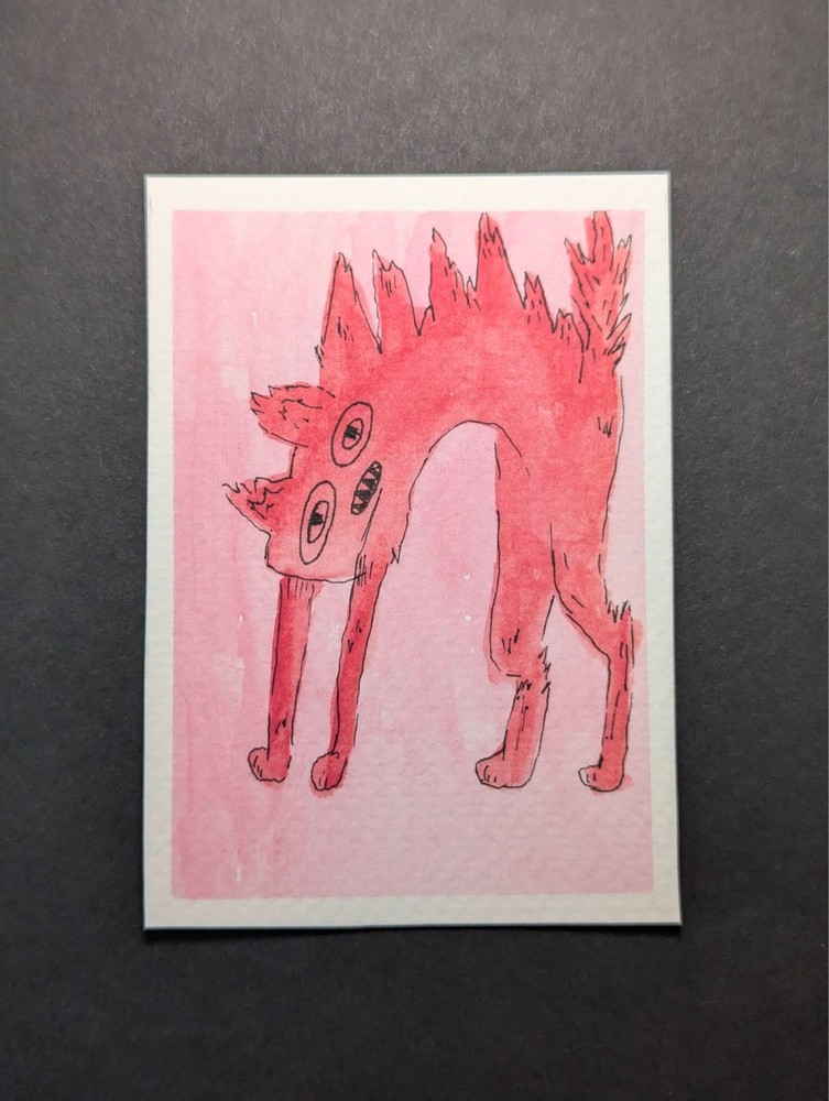 ACEO Original Drawing – #38 „Pink Craze“ by Kodie Pohl, Watercolor, mini art