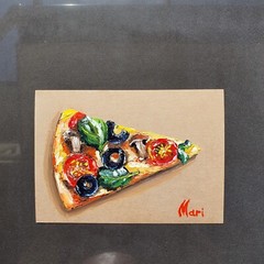 Pizza Vegetariana Painting Still life Original Art Kitchen Fast Food Capricciosa