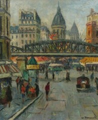 Charles Vaniscotte, Vintage French Painting, Paris Street Scene, 1930’s-1940’s