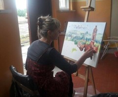 Woman Crayon Impressionism Painting Dorothy Laz
