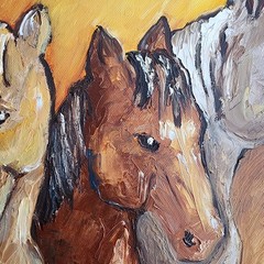 Original Oil Painting Running Wild Horse Expressionist Sunset Equine 16×20 Frame