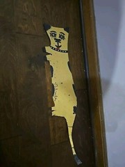 R A Miller Yellow Cat Painting on Metal Cut Out Outsider Art Folk Art
