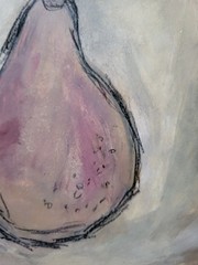 Elvi Original Rustic Pear 8×10 Painting On Paper signed Art Still Life Fruit