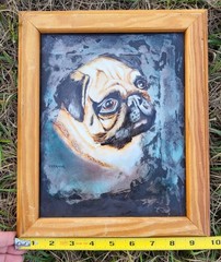 Signed Catrina Fawn Pug Dog Pet Painting Portrait 10″x12″ Framed