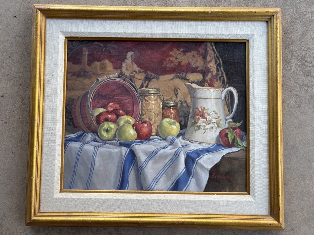 Val Bishop Oil/Canvas „Still Life“ Signed Framed Excellent Condition