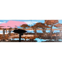 Alan Lofsness – Contemporary Art / „Abstract Landscape“ 12 x 32 in. Diptych