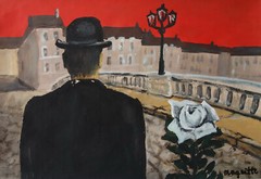 Fine unique painting – Surreal portrait, signed Rene Magritte, w COA