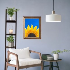 Sunflower Bright Blue Sky VLP Hand Painted Floral Art Acrylic 16×20” Canvas