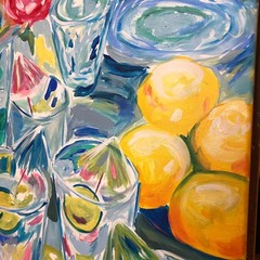 Summer tablescape impressionism modern fine art painting 16X20 canvas original