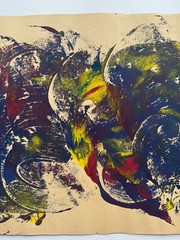 Colorful Vintage Abstract Gouache Painting 1990’s Outsider Art OOAK 17×12