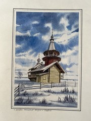 Original Watercolor Painting Kizhi Island Chapel of Peter & Paul – 11.5 x 8” Art