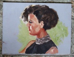 VINTAGE 1989 OIL ON CANVAS BOARD SIGNED CARVER BEAUTIFUL YOUNG WOMAN 16″ X 12″