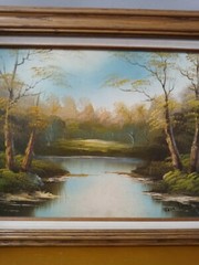 Vintage Oil Painting On Canvas Signed Fazo Imma Framed River Trees 20 1/2″ x 16″