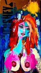 UNIQUE MIXED MEDIA Painting of SEXY FEMALE UPCYCLED SWARTZMILLER DNA SIGNED ART
