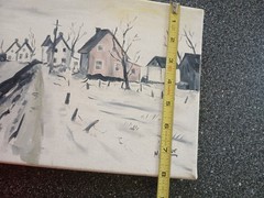 Landscape canvas painting, mounted on wood frame. Quebec, Canada. Free Shipping