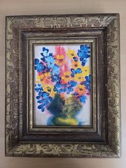 Flowers in vase original Painting 10,5″× 8,5″ with a frame