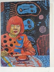 Excellent masterpiece, oil on OLD CANVAS, signed YAYOI KUSAMA