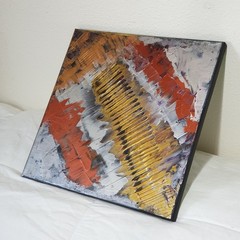 Original Abstract Acrylic Painting (See Video) On Canvas Gold Copper 12×12